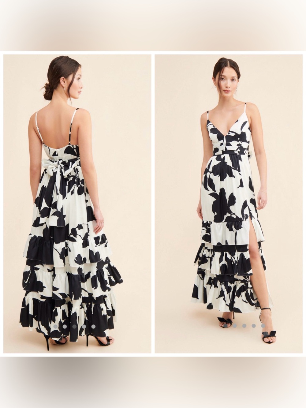 Anthropologie Hutch Satin Sleeveless Maxi Dress Sundress Black White Size 18W
